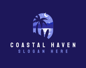 Bay - Beach Tropical Island Night logo design