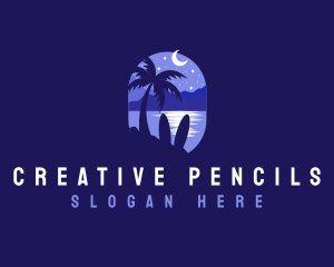 Beach Tropical Island Night logo design