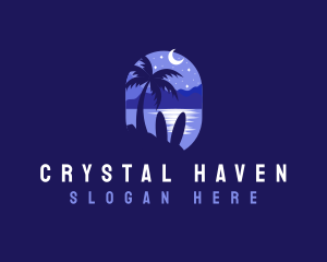 Beach Tropical Island Night logo design