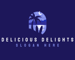 Beach Tropical Island Night logo design