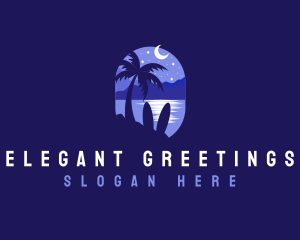 Beach Tropical Island Night logo design