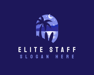 Beach Tropical Island Night logo design