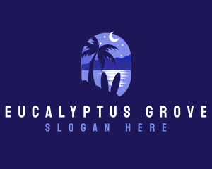 Beach Tropical Island Night logo design