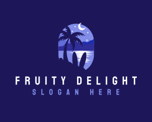 Beach Tropical Island Night logo design