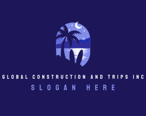 Beach Tropical Island Night logo design
