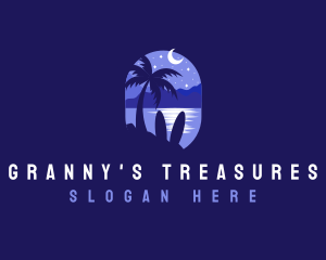 Beach Tropical Island Night logo design