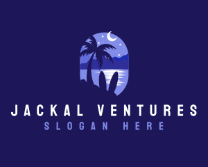 Beach Tropical Island Night logo design