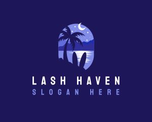 Beach Tropical Island Night logo design