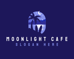 Night - Beach Tropical Island Night logo design