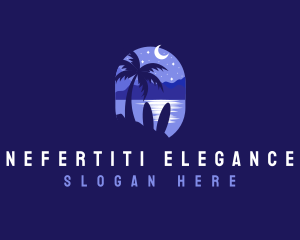 Beach Tropical Island Night logo design