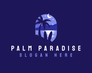 Beach Tropical Island Night logo design