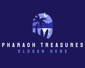 Beach Tropical Island Night logo design