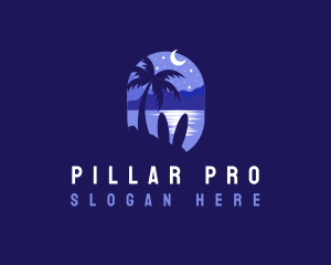 Beach Tropical Island Night logo design