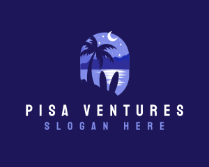 Beach Tropical Island Night logo design