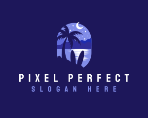 Beach Tropical Island Night logo design