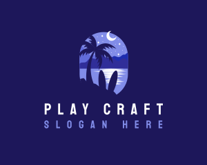 Beach Tropical Island Night logo design