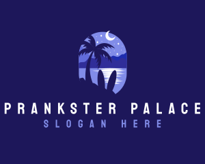 Beach Tropical Island Night logo design