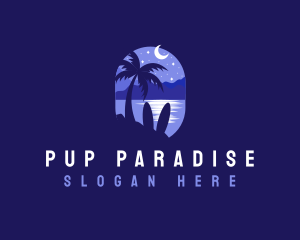 Beach Tropical Island Night logo design