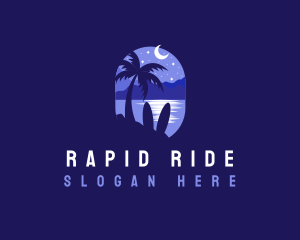 Beach Tropical Island Night logo design