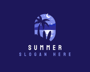 Beach Tropical Island Night logo design