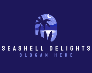 Beach Tropical Island Night logo design