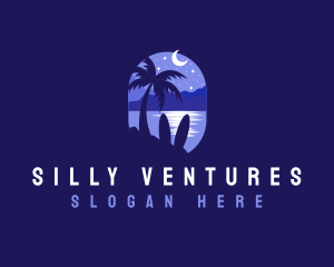 Beach Tropical Island Night logo design