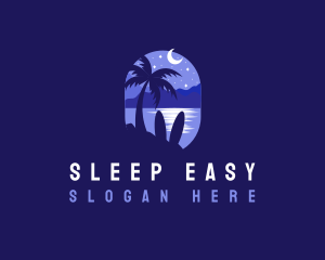 Beach Tropical Island Night logo design