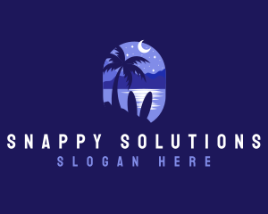 Beach Tropical Island Night logo design