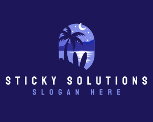 Beach Tropical Island Night logo design