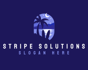 Beach Tropical Island Night logo design