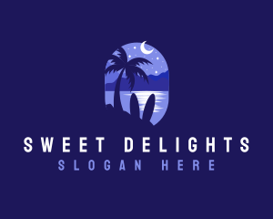 Beach Tropical Island Night logo design