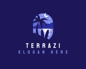 Beach Tropical Island Night logo design