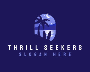 Beach Tropical Island Night logo design