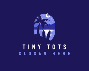 Beach Tropical Island Night logo design