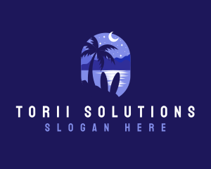 Beach Tropical Island Night logo design