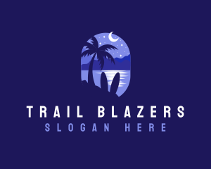 Beach Tropical Island Night logo design