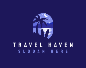 Tourist - Beach Tropical Island Night logo design
