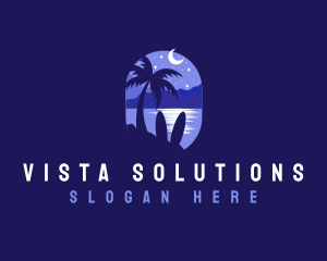 Beach Tropical Island Night logo design