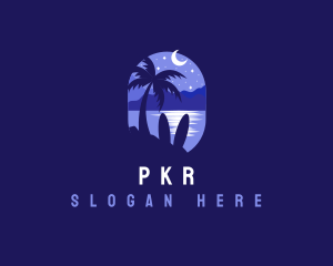 Beach Tropical Island Night logo design