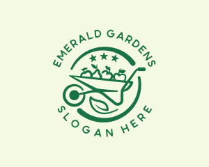 Lawn Care Wheelbarrow Gardening logo design