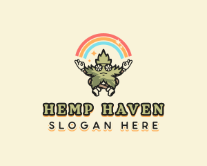 Rainbow Marijuana Hippie logo design