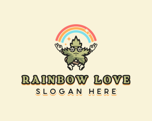 Rainbow Marijuana Hippie logo design