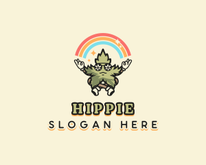 Rainbow Marijuana Hippie logo design