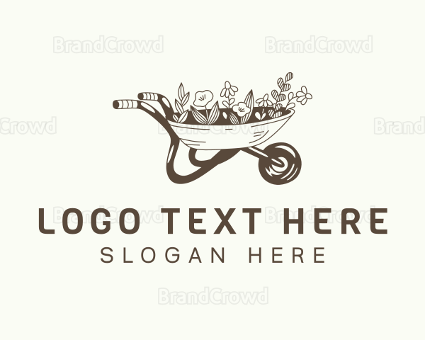 Wheelbarrow Floral Plants Logo