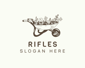 Wheelbarrow Floral Plants Logo