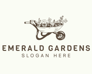 Wheelbarrow Floral Plants logo design