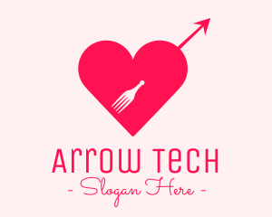 Cupid Fork Heart logo design