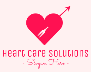 Cupid Fork Heart logo design