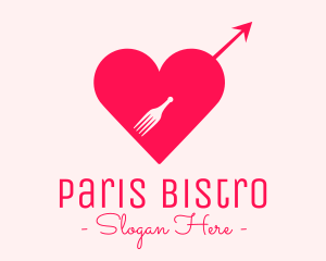 Cupid Fork Heart logo design