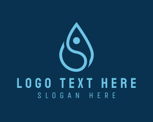 H2o - Human Water Droplet logo design